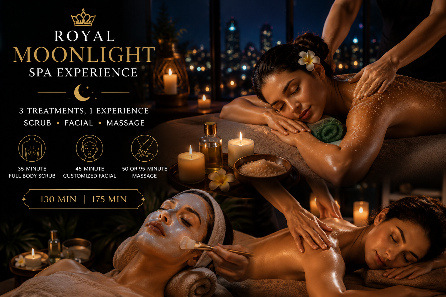 Royal Moonlight Full Body Scrub, Facial & Massage Experience